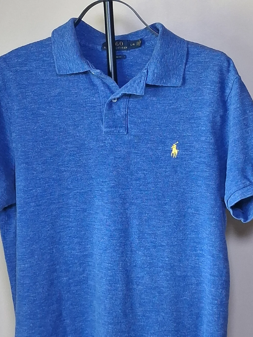 Polo Ralph Lauren Men's Custom Fit Heathered Blue Polo Shirt; Size L